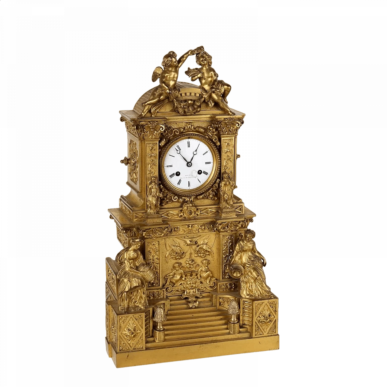 Gilded and chiselled bronze table clock, mid-19th century 11