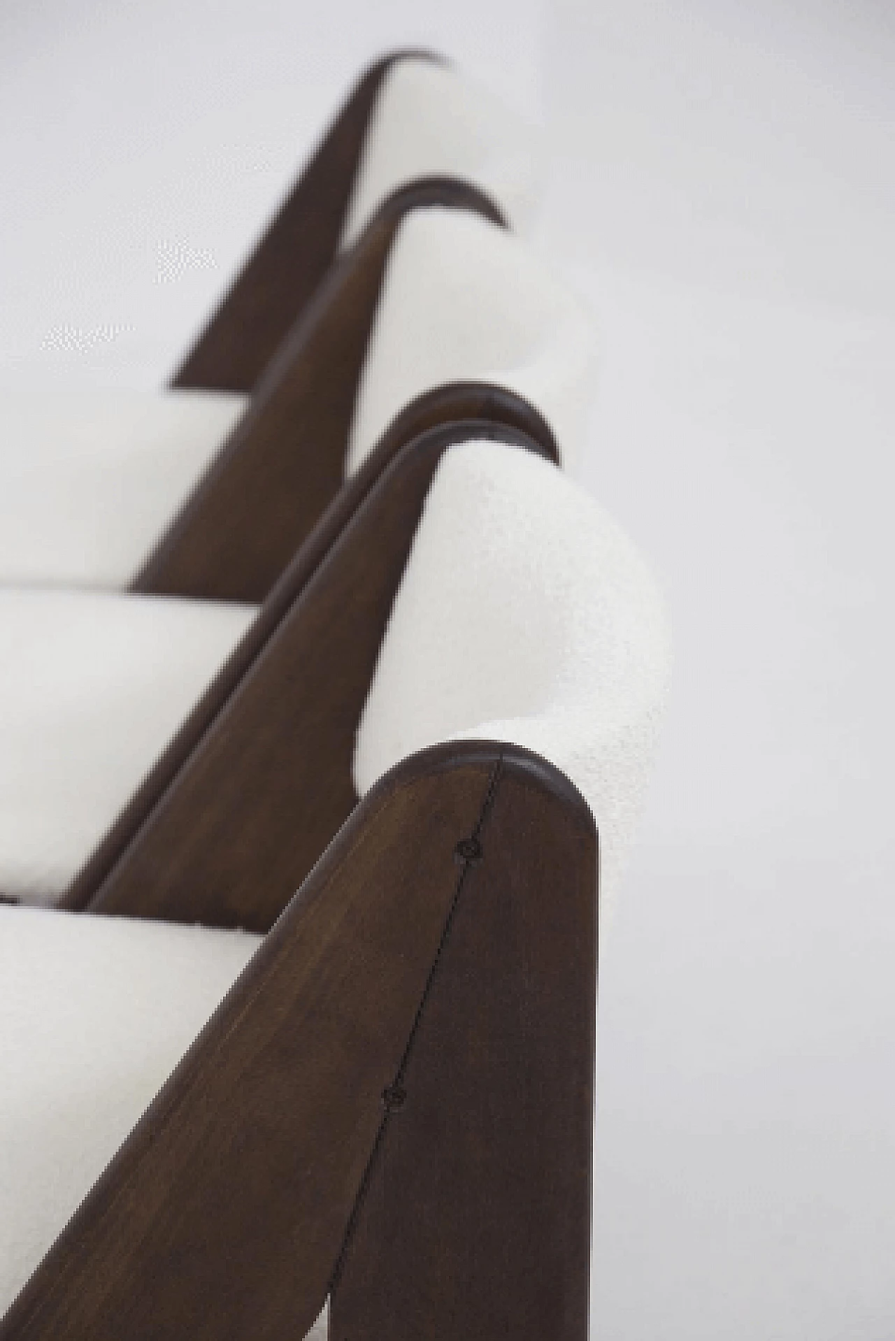 6 Chairs in wood and white bouclé by Gigi Sabadin for Stilwood, 1970s 5