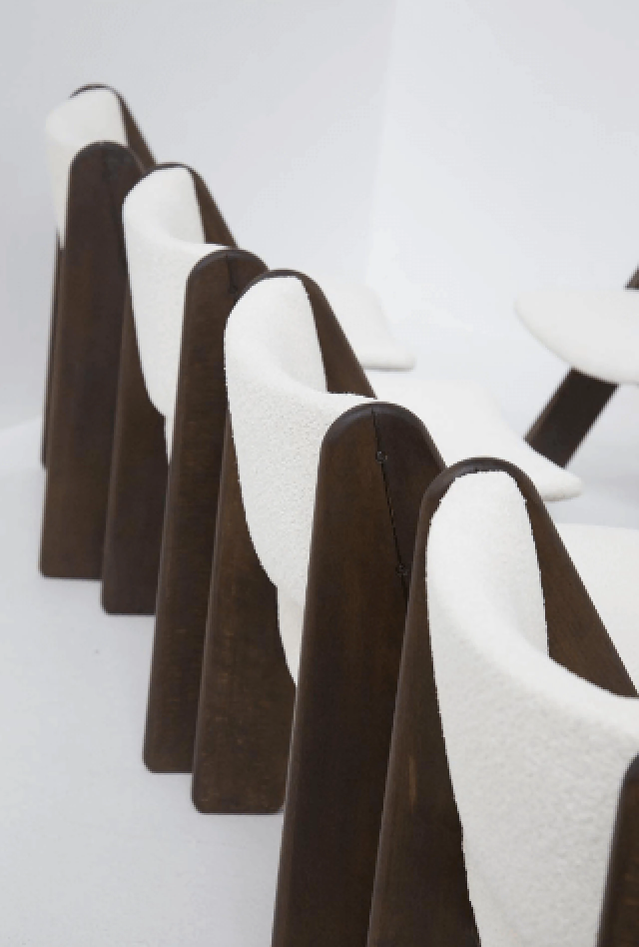 6 Chairs in wood and white bouclé by Gigi Sabadin for Stilwood, 1970s 6