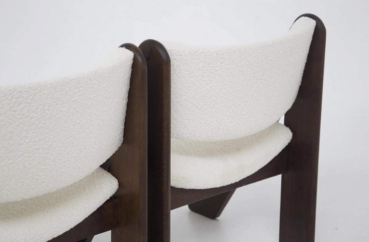 6 Chairs in wood and white bouclé by Gigi Sabadin for Stilwood, 1970s 12