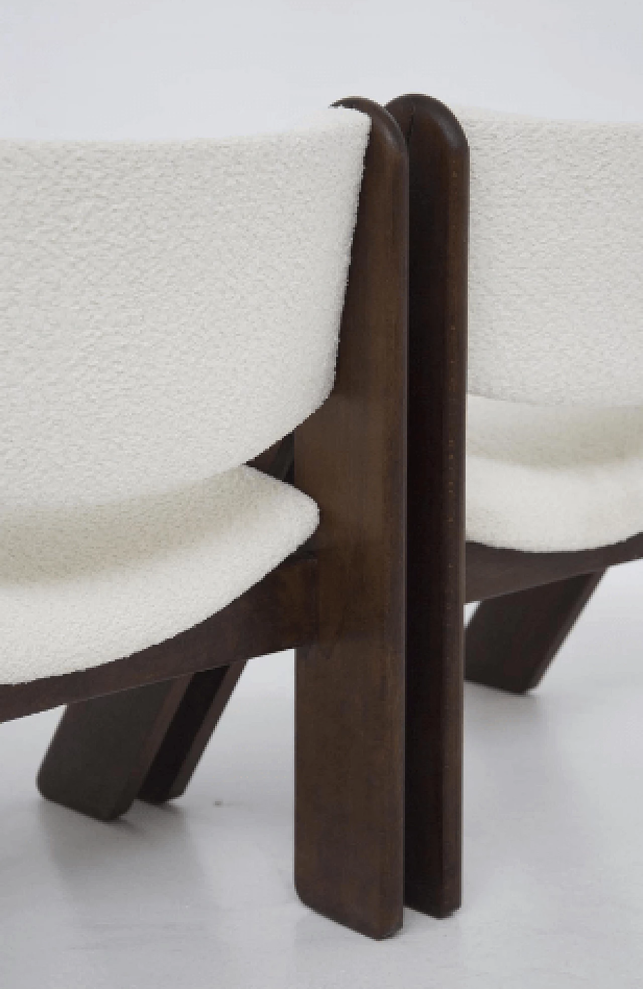 6 Chairs in wood and white bouclé by Gigi Sabadin for Stilwood, 1970s 17