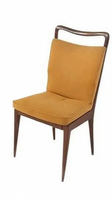 Walnut and yellow fabric chair by ISA Bergamo, 1950s