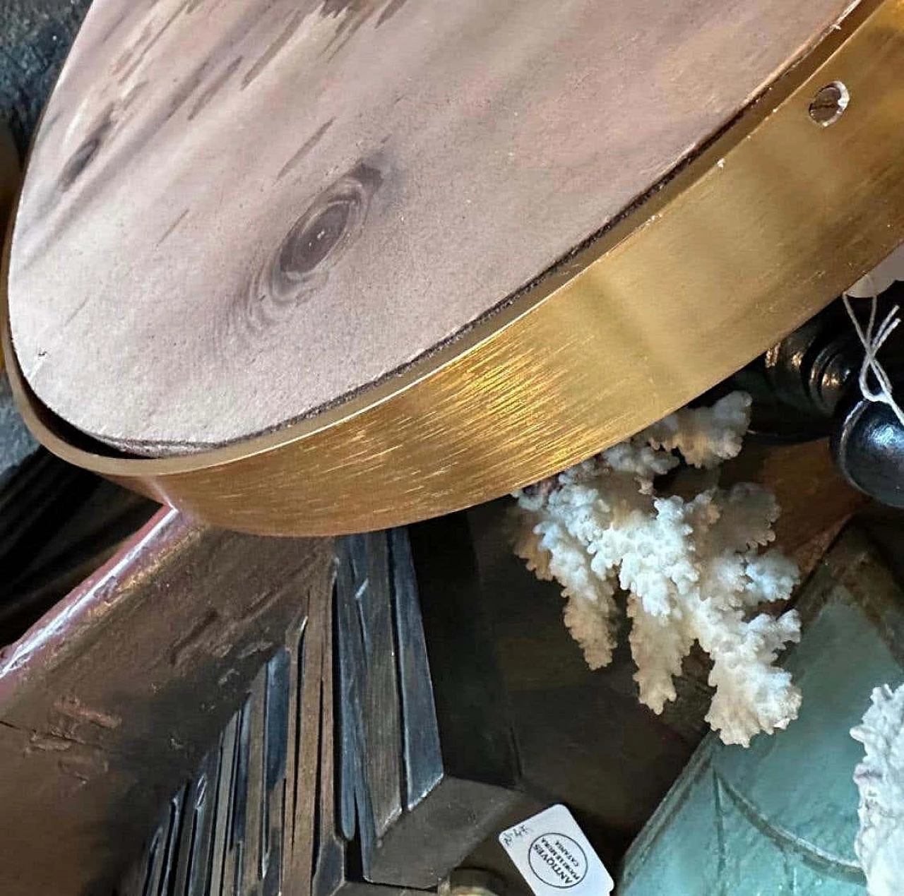 Coppia di specchi da parete ovali in alluminio dorato in stile Gio Ponti, anni '80 9