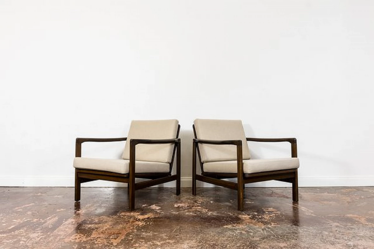 Pair of armchairs B 7522 by Zenon Bączyk for Swarzędzkie Fabryki Mebli, 1960s 8