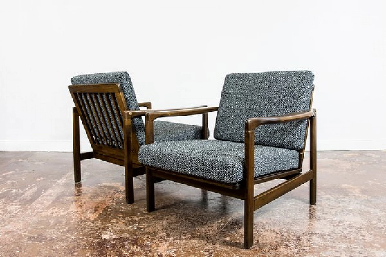 Pair of armchairs B-7522 attributed to Zenon Bączyk, 1960s 11