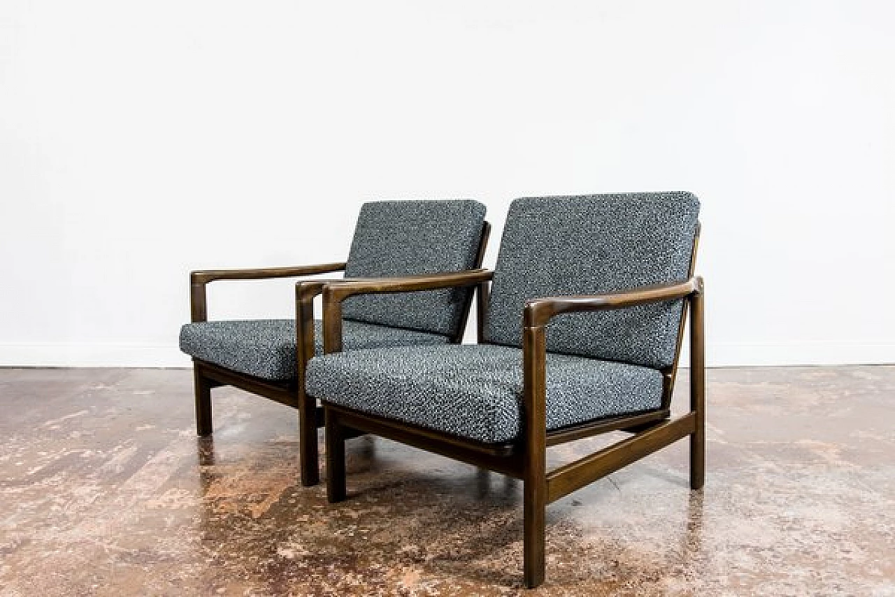 Pair of armchairs B-7522 attributed to Zenon Bączyk, 1960s 13