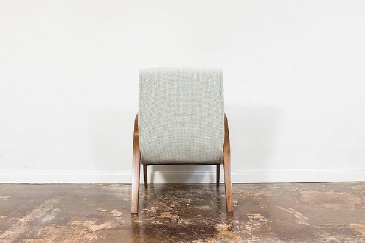 Beech, walnut and fabric armchair by Lejkowski and Leśniewski, 1960s 18