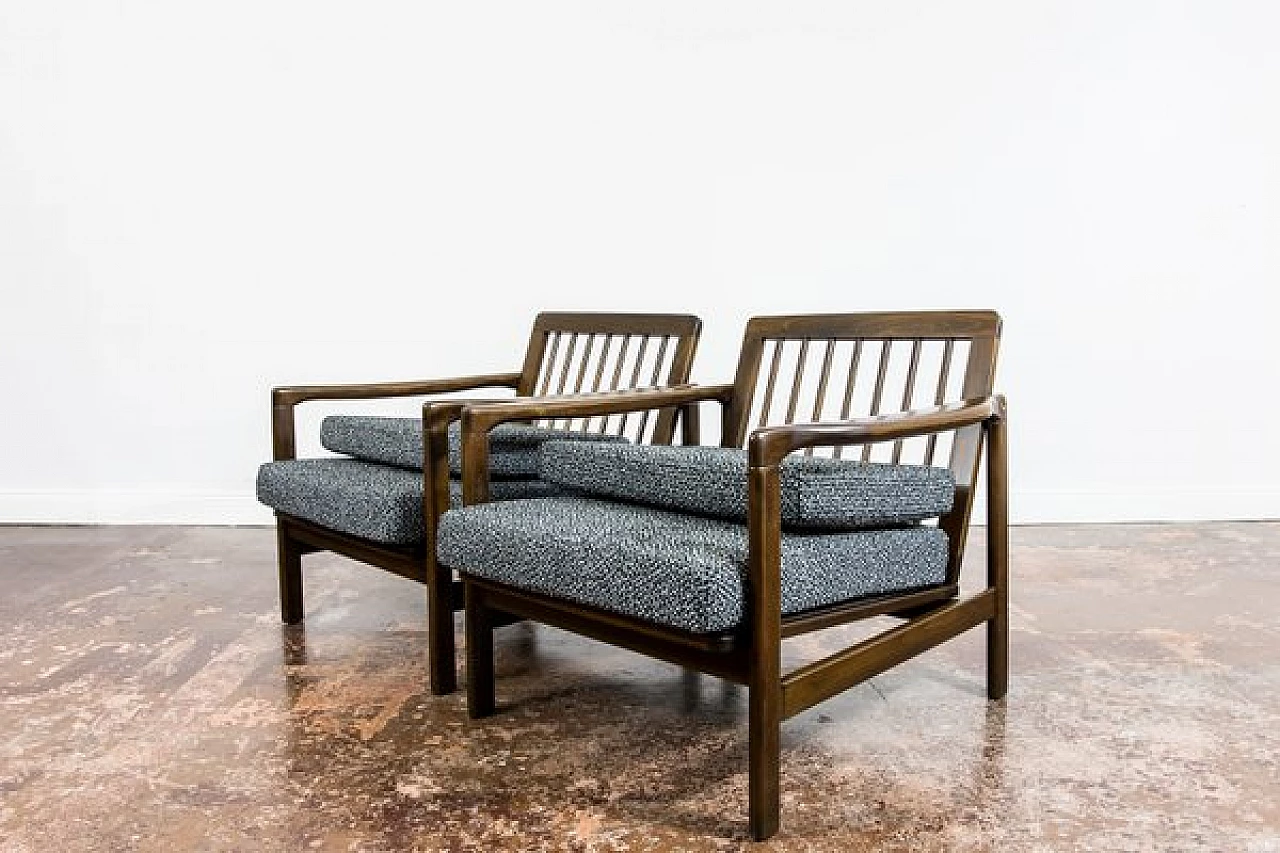 Pair of armchairs B-7522 attributed to Zenon Bączyk, 1960s 19