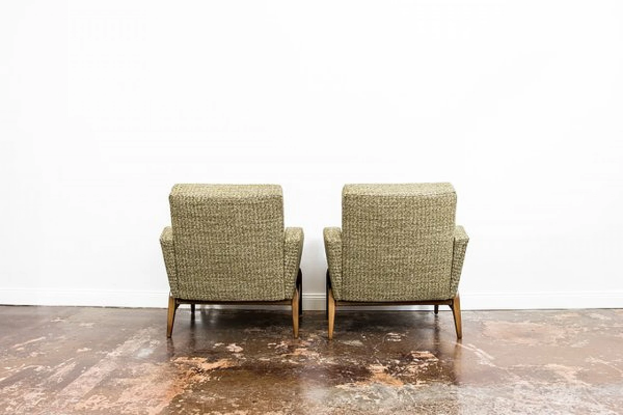 Pair of Danish wood and green fabric armchairs, 1960s 20