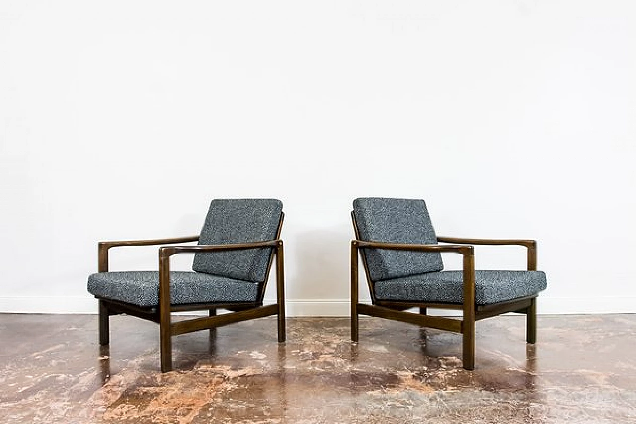 Pair of armchairs B-7522 attributed to Zenon Bączyk, 1960s 23