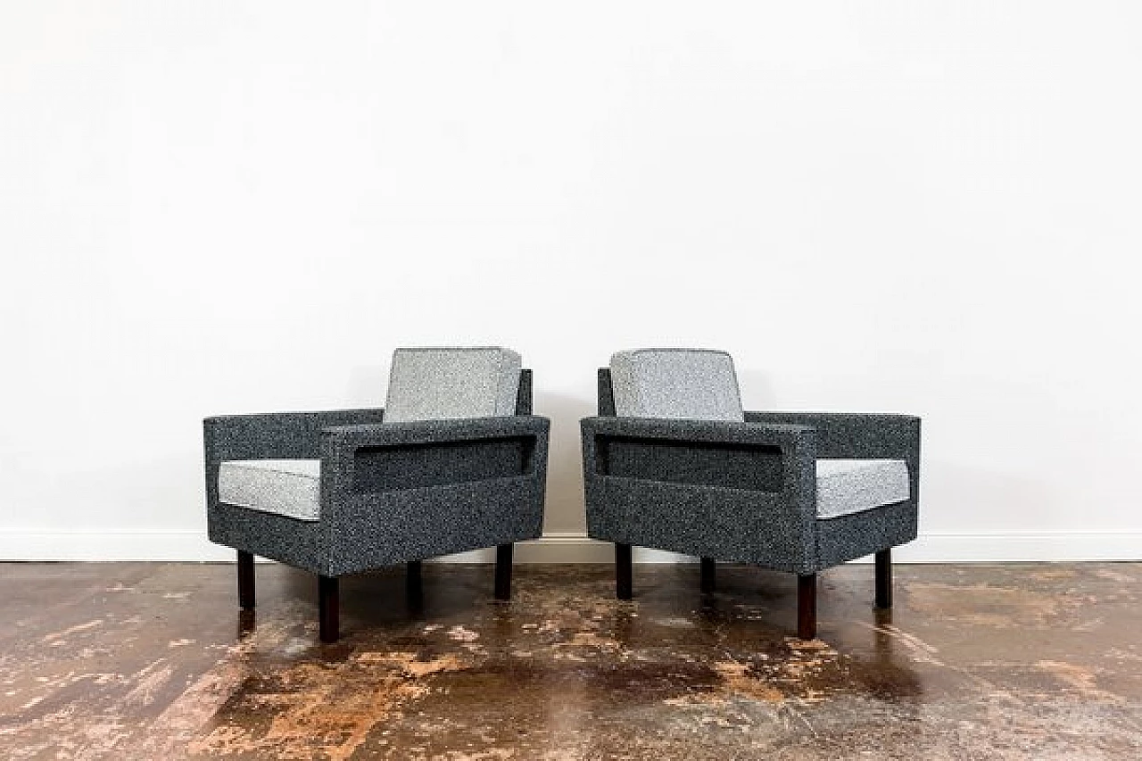 Pair of fabric and wood armchairs, 1970s 26