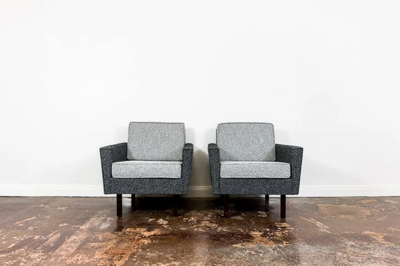 Pair of fabric and wood armchairs, 1970s 33