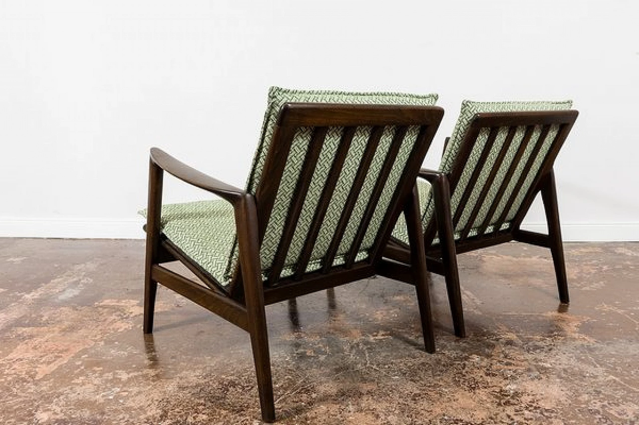 Pair of beech and fabric 300 130 armchairs by SFM, 1960s 5