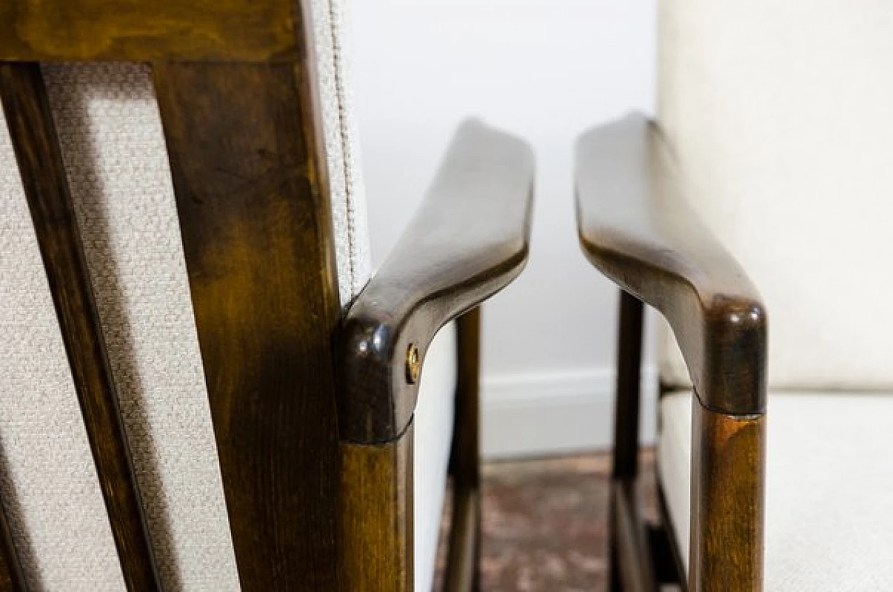 Pair of beech and beige fabric B-7522 armchairs by Zenon Bączyk for SFM, 1960s 6