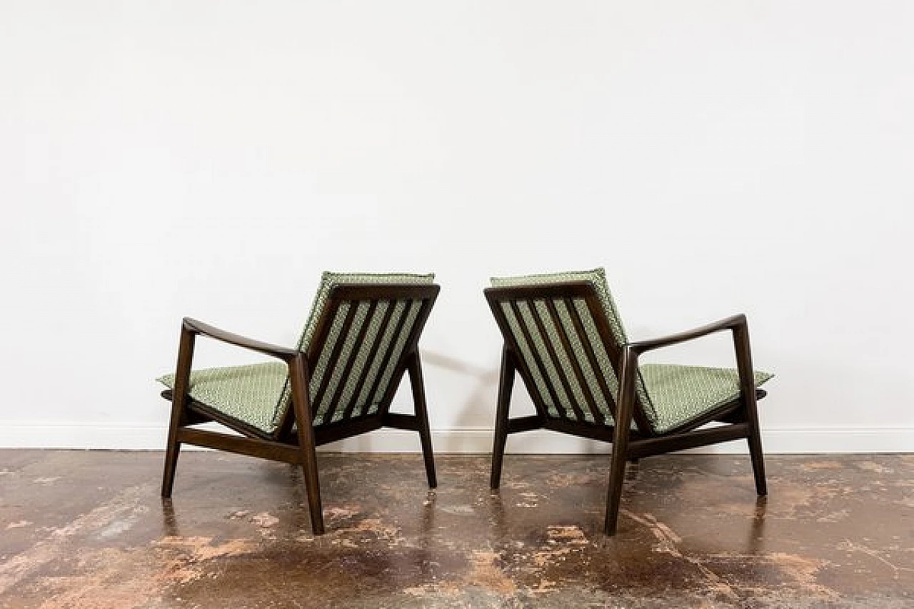 Pair of beech and fabric 300 130 armchairs by SFM, 1960s 13