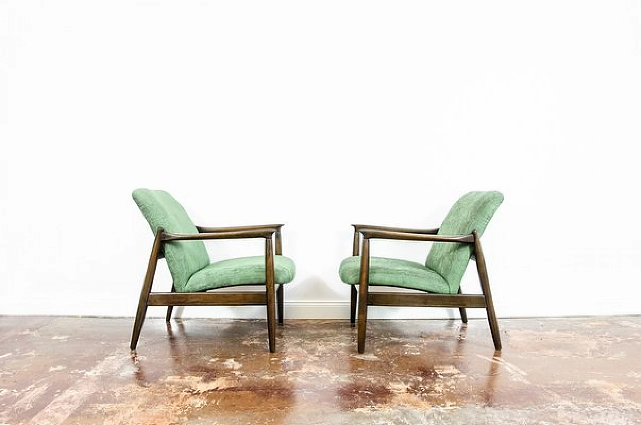 Pair of GFM-64 armchairs by Edmund Homa for Gościcińskie Fabryki Mebli, 1960s 19