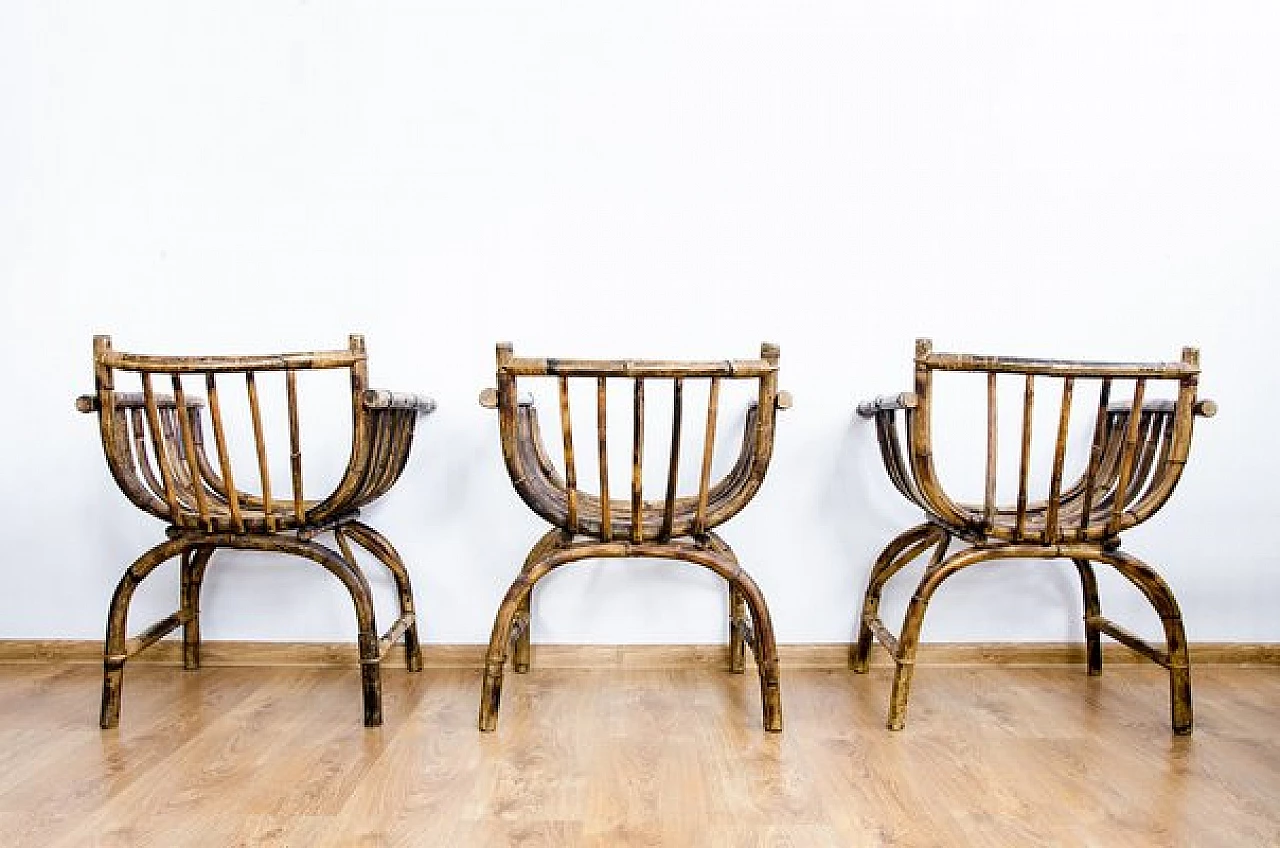 3 Poltrone Art Déco in vimini, anni '40 9