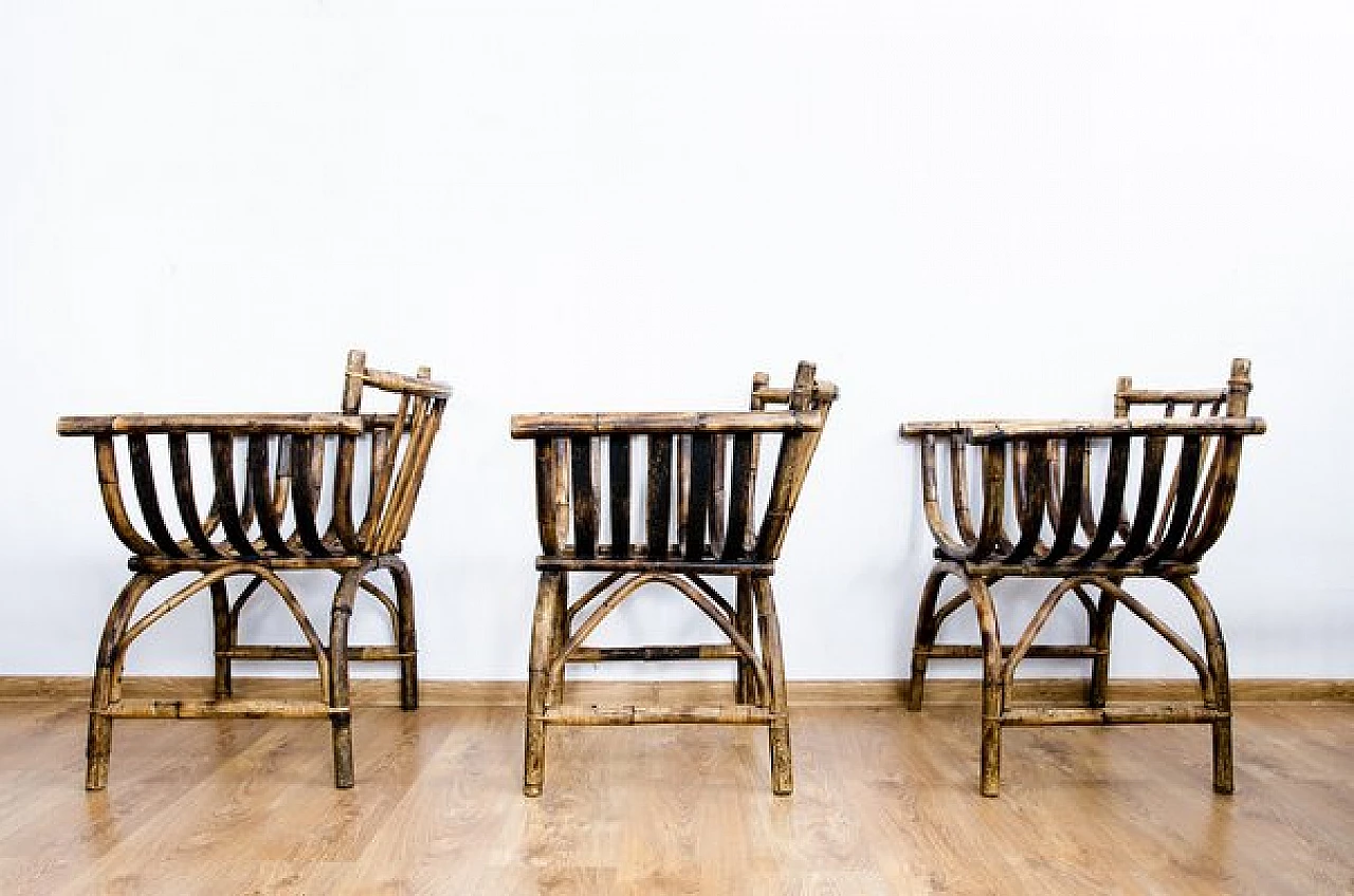 3 Poltrone Art Déco in vimini, anni '40 11