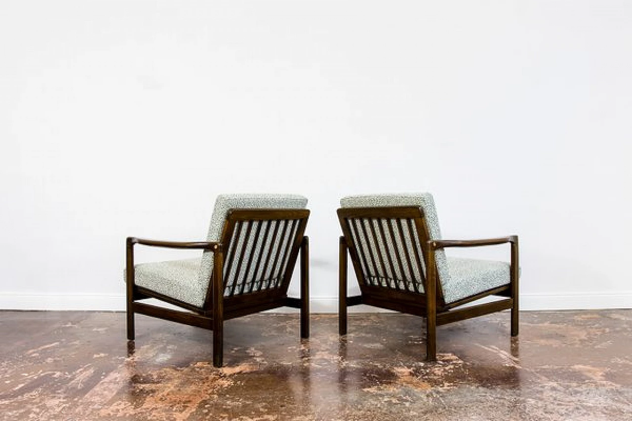 Pair of fabric and beech B-7522 armchairs by Zenon Bączyk for SFM, 1960s 19