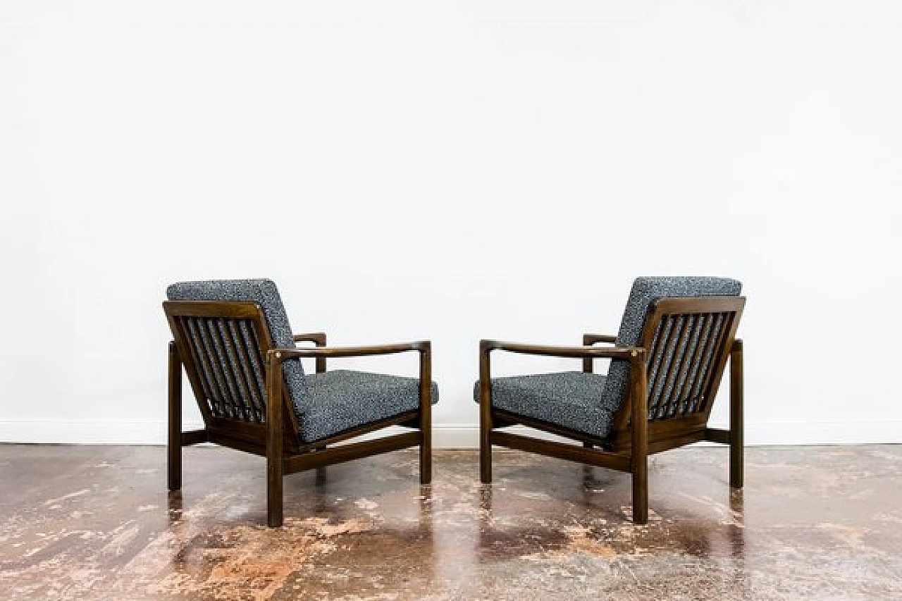 Pair of beech armchairs B-7522 by Zenon Bączyk, 1960s 26