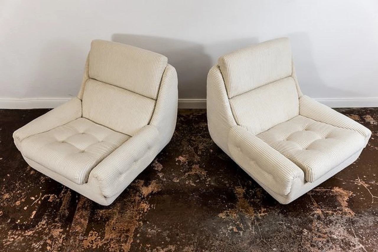 Pair of beige fabric armchairs by Jitona, 1970s 1