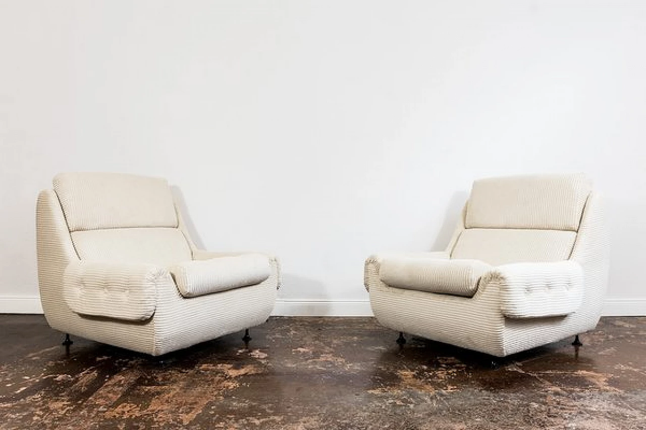 Pair of beige fabric armchairs by Jitona, 1970s 3
