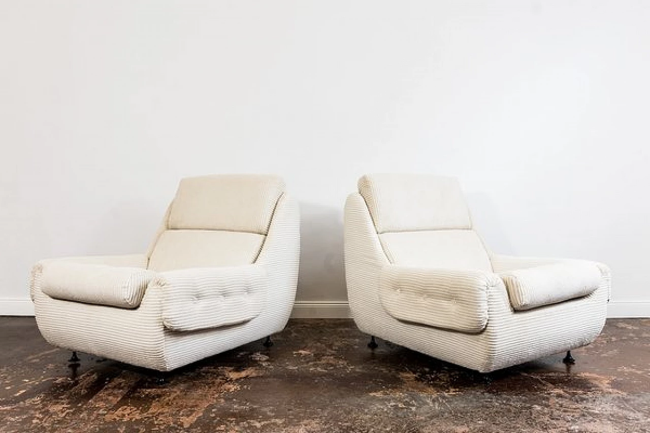 Pair of beige fabric armchairs by Jitona, 1970s 9