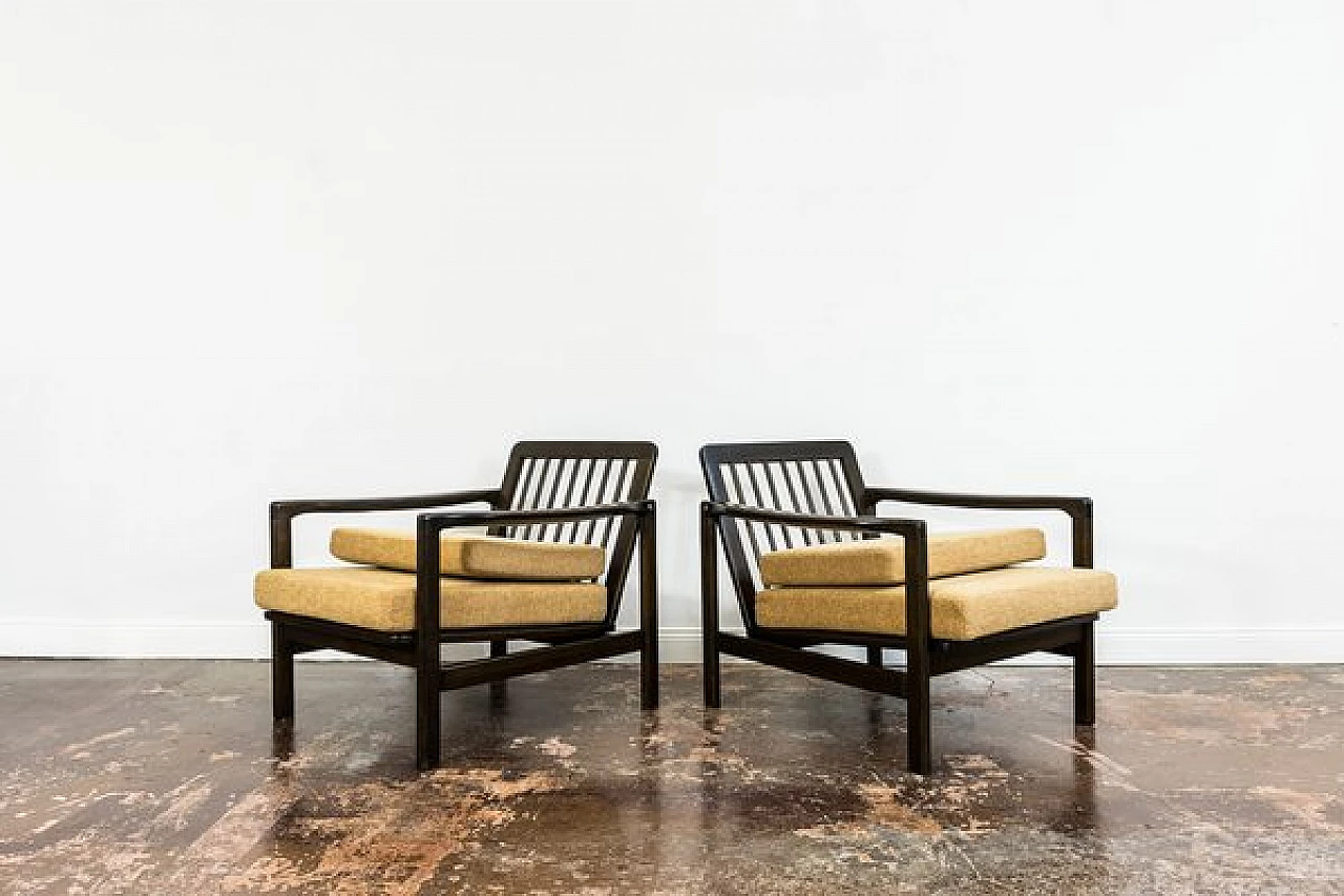 Pair of B-7522 armchairs by Zenon Bączyk for Swarzędzkie Fabryki Mebli, 1960s 10