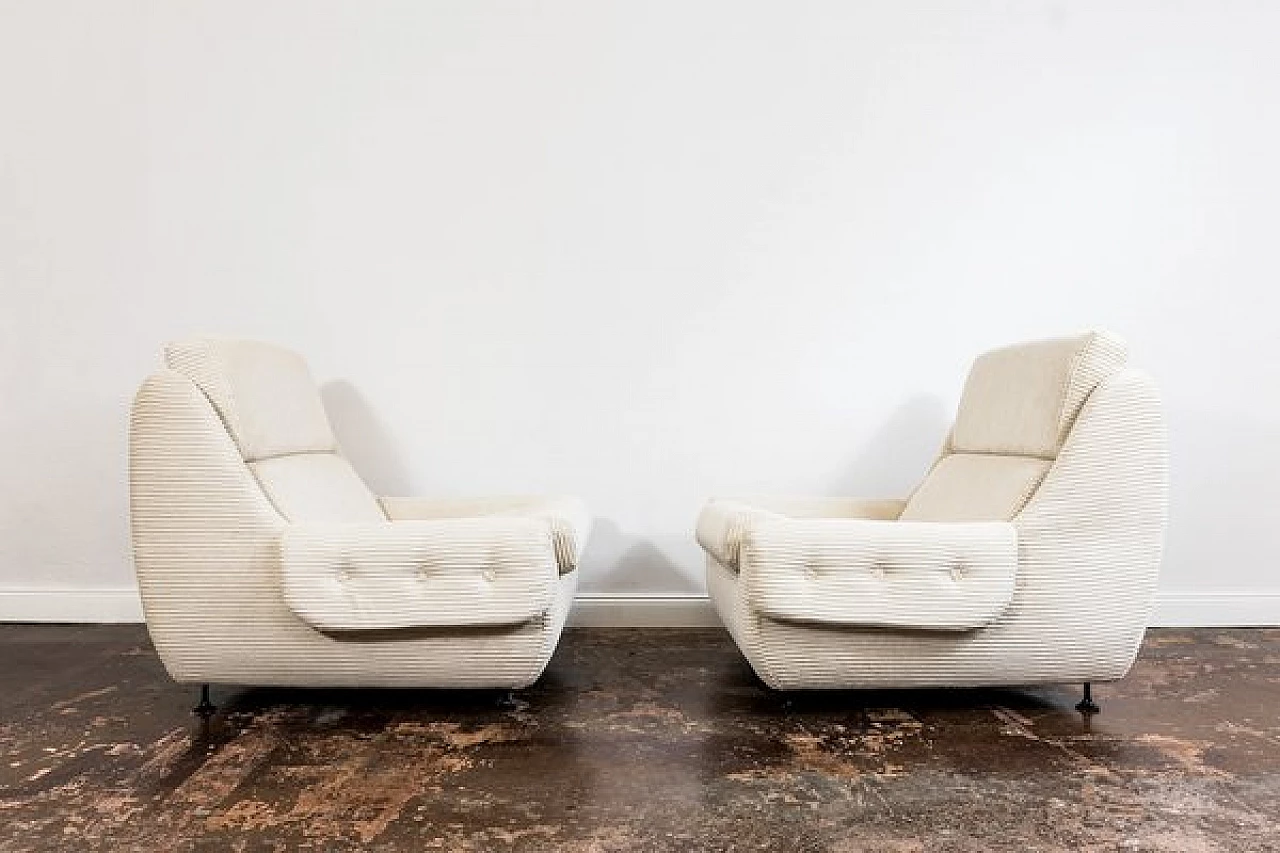 Pair of beige fabric armchairs by Jitona, 1970s 18