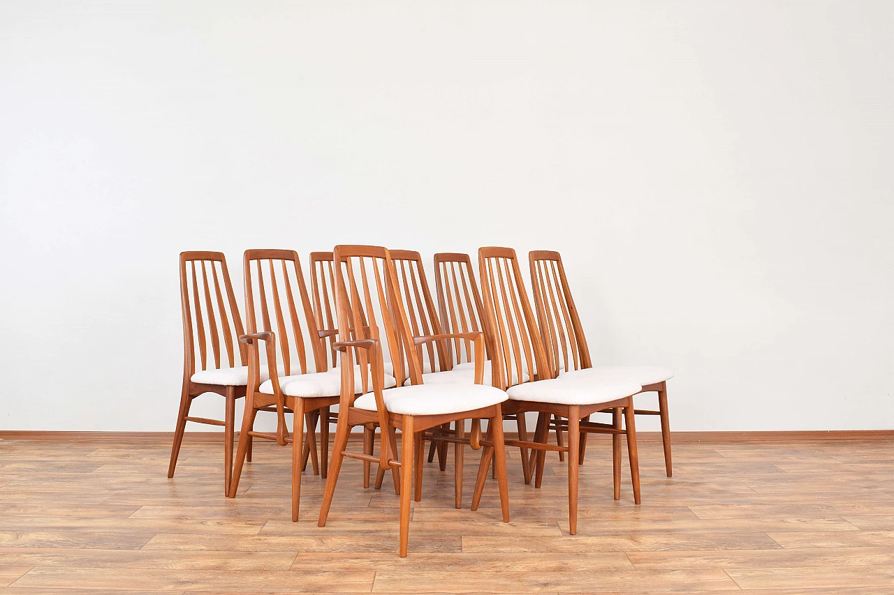 8 Eva chairs in solid teak by Niels Koefoed for Koefoeds Hornslet, 1960s 1