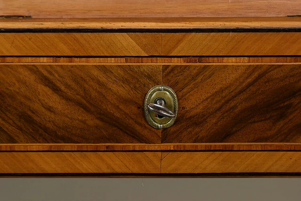 Scrivania Luigi XVI lastronata in noce, ciliegio, legno di rosa, ebano e acero, fine '700 8