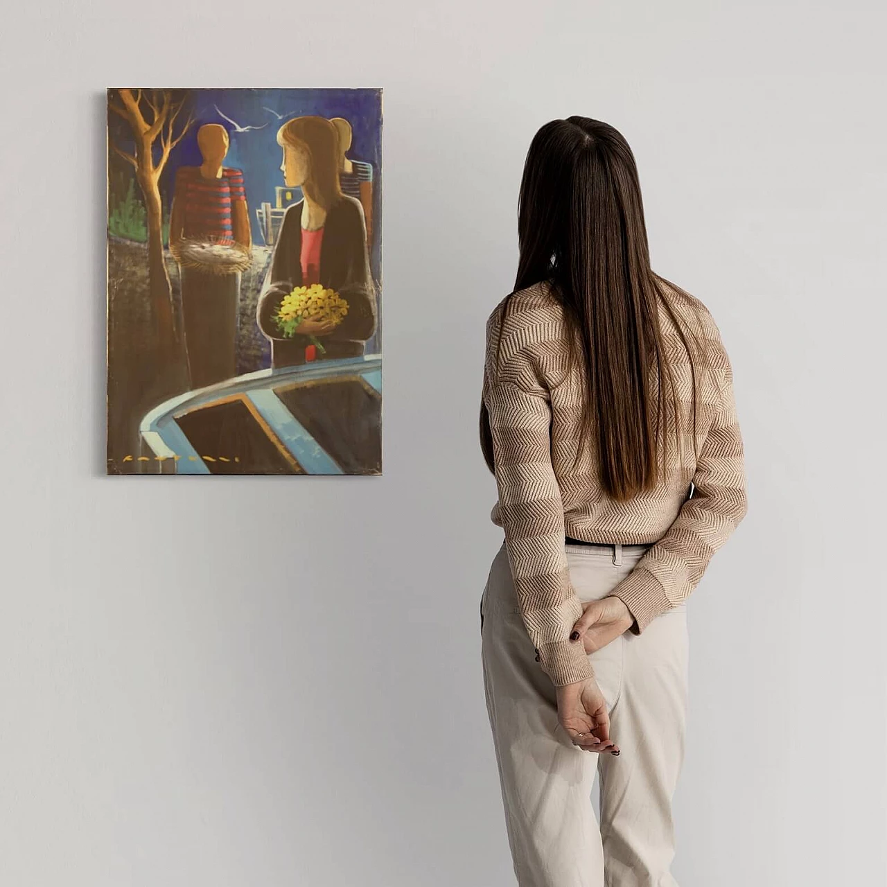 Eliano Fantuzzi, Figure nella notte, olio su tela, anni '60 2