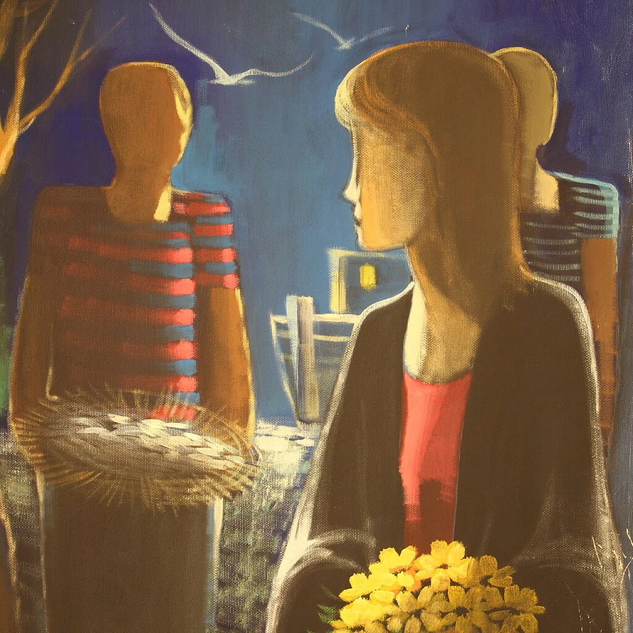 Eliano Fantuzzi, Figure nella notte, olio su tela, anni '60 4