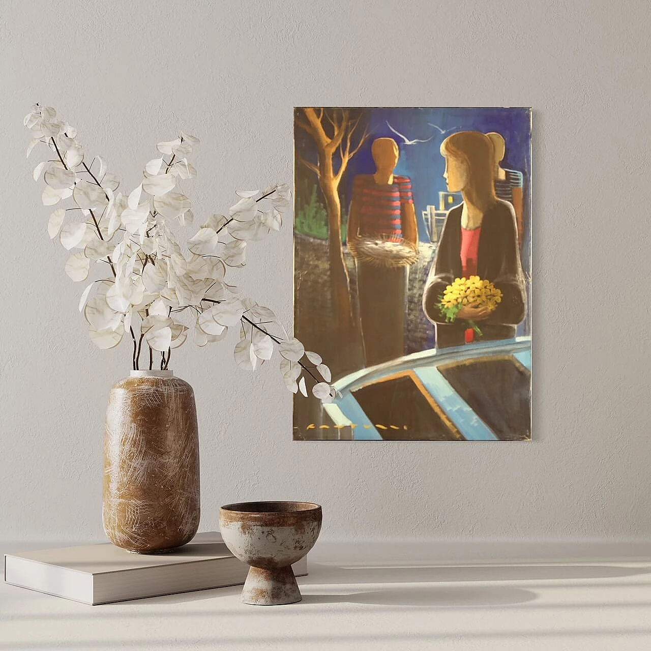 Eliano Fantuzzi, Figure nella notte, olio su tela, anni '60 5