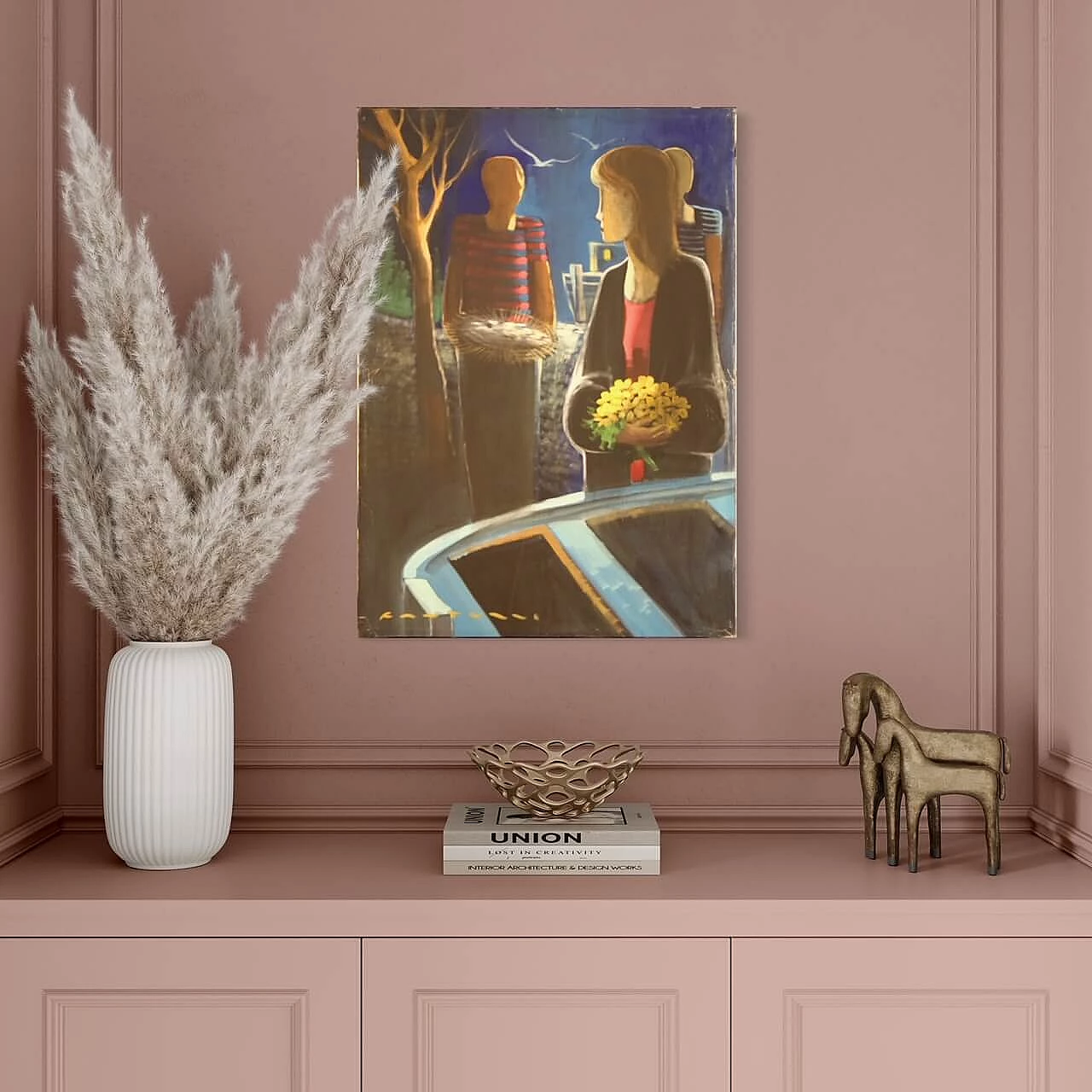 Eliano Fantuzzi, Figure nella notte, olio su tela, anni '60 8