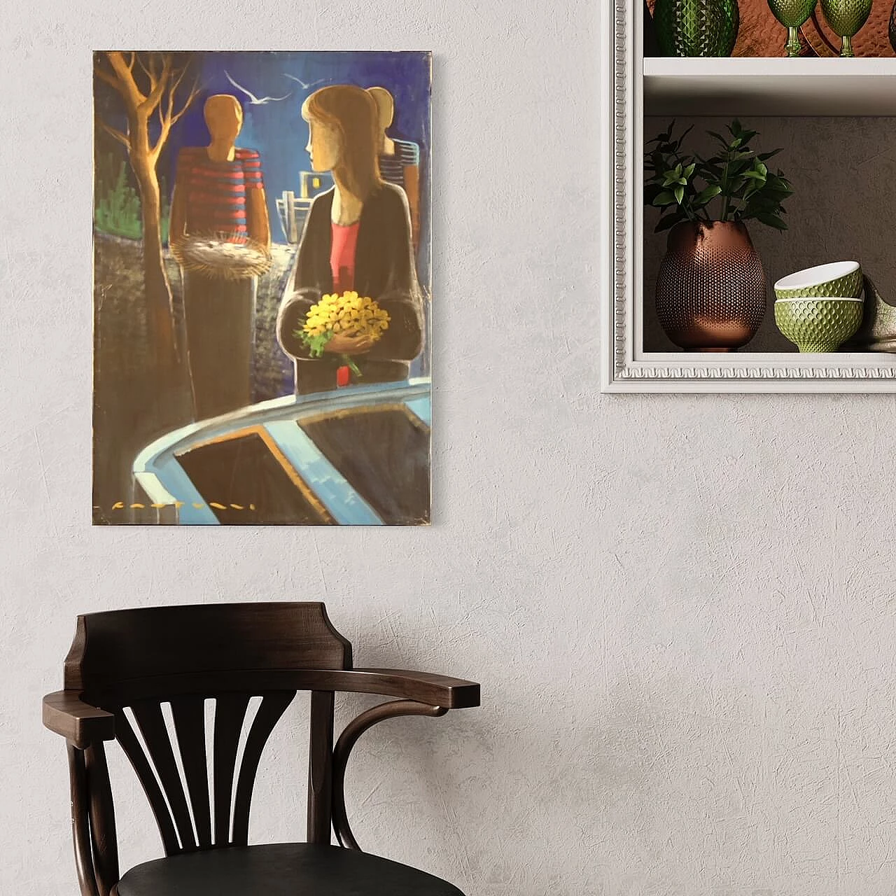 Eliano Fantuzzi, Figure nella notte, olio su tela, anni '60 10