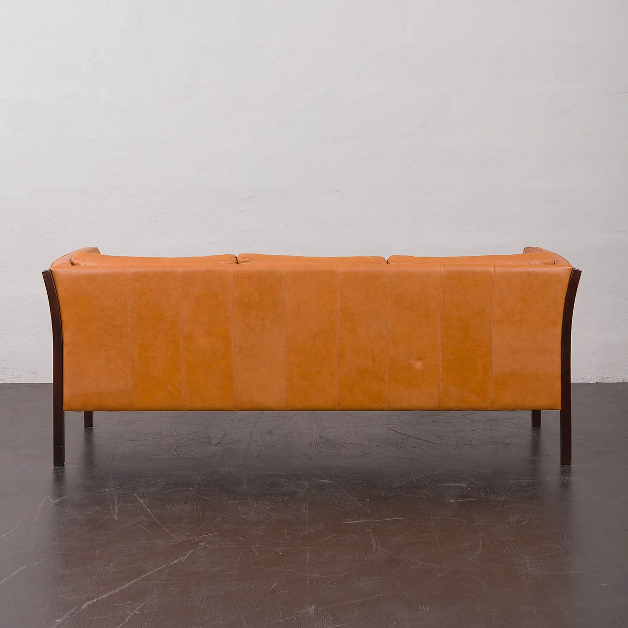 Solid beech and leather sofa by Stouby, 1980s 5