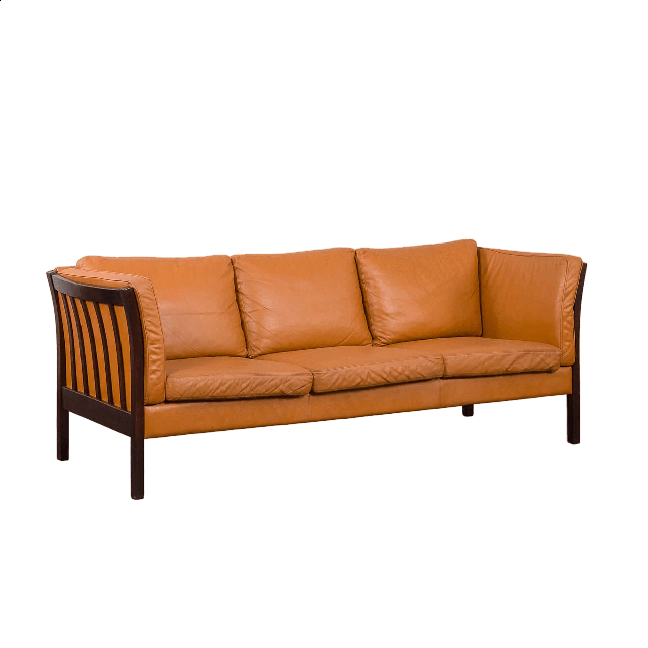 Solid beech and leather sofa by Stouby, 1980s 19