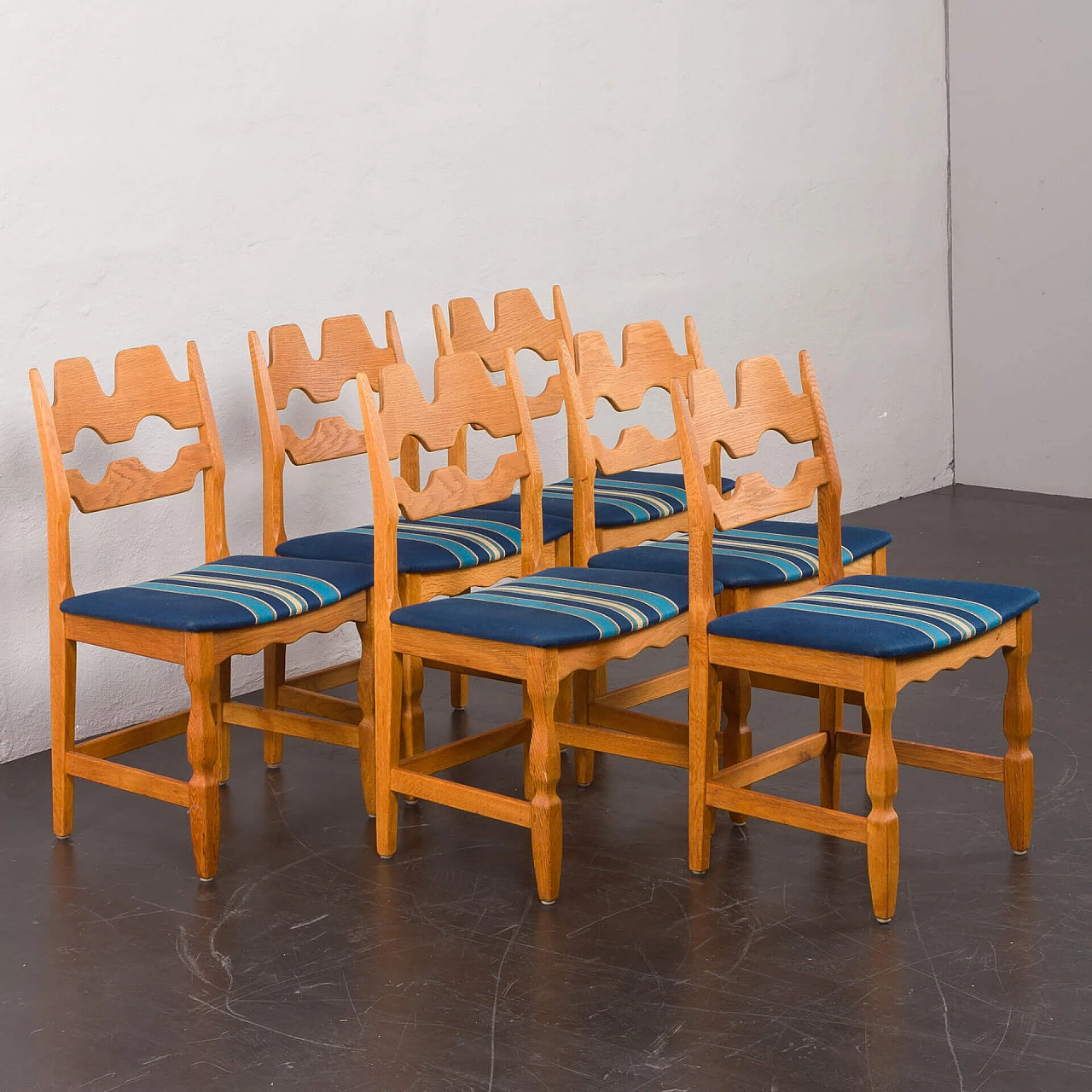 6 Sedie in rovere di Henning Kjaernulf per Nyrup Mobelfabrikk, anni '60 2