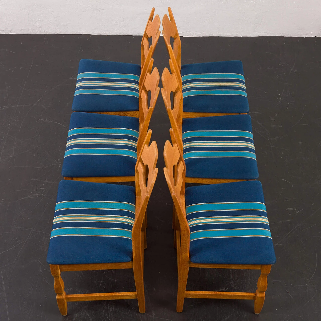 6 Oak chairs by Henning Kjaernulf for Nyrup Mobelfabrikk, 1960s 9