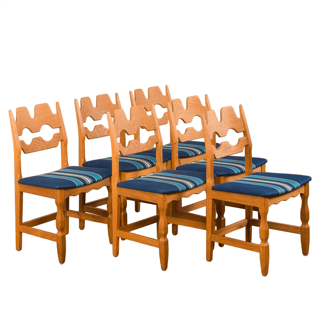 6 Oak chairs by Henning Kjaernulf for Nyrup Mobelfabrikk, 1960s 22