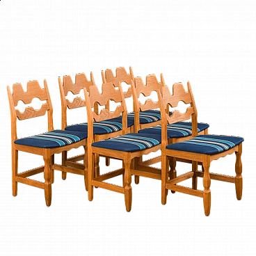 6 Sedie in rovere di Henning Kjaernulf per Nyrup Mobelfabrikk, anni '60