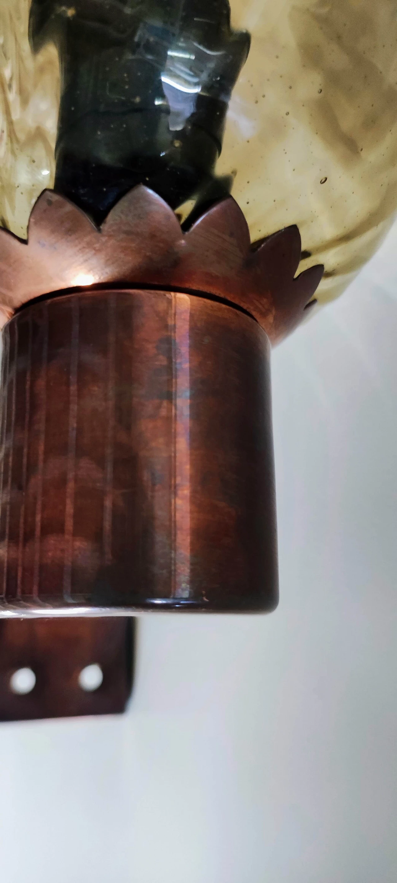 Pair of Art Deco Murano glass and brass wall sconces, 1920s 12