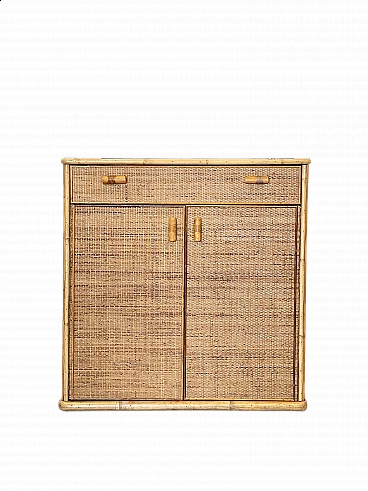 Bamboo and wicker sideboard, 1980s