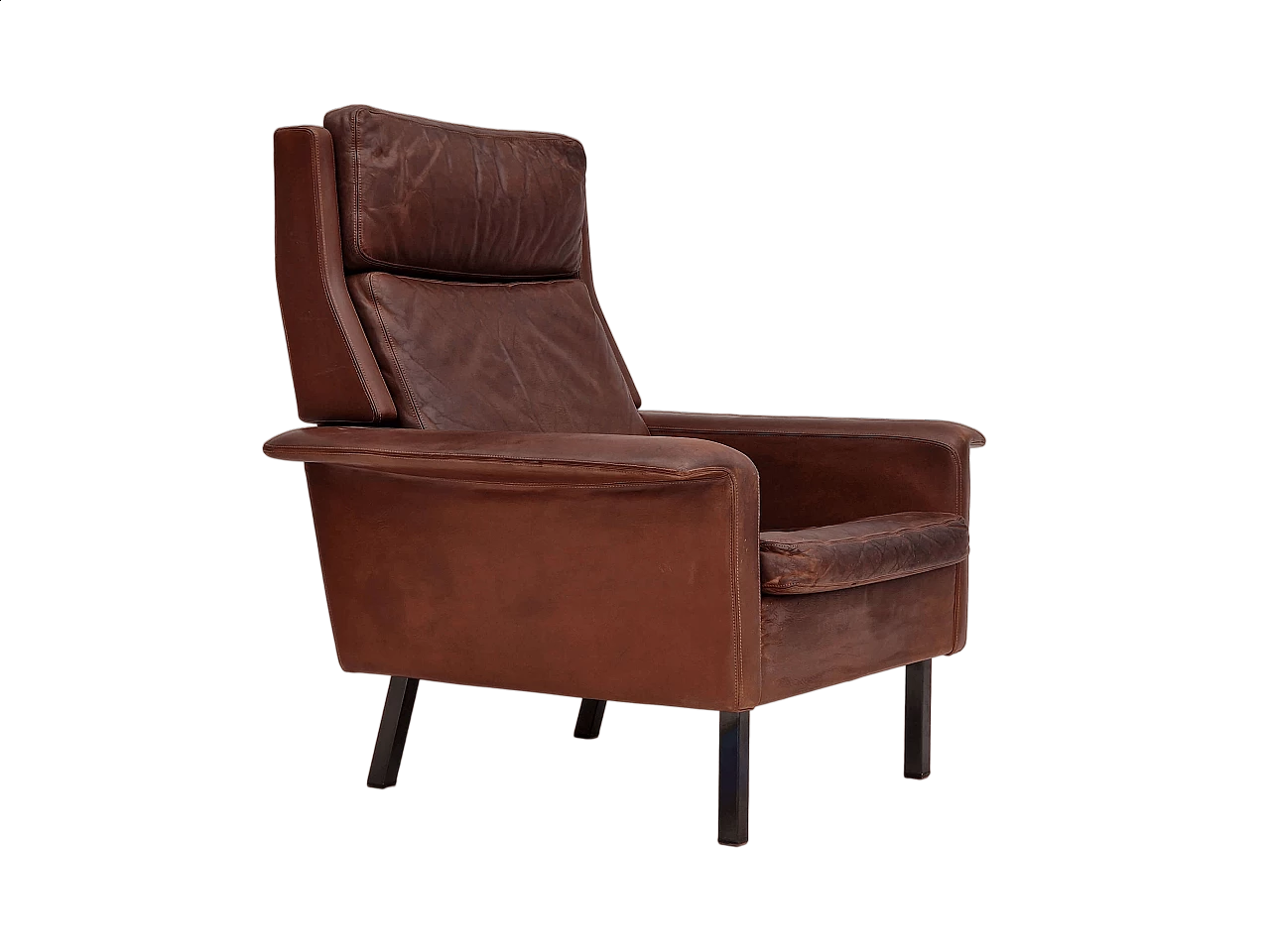 Danish leather armchair by Arne Vodder for Fritz Hansen, 1970s 13