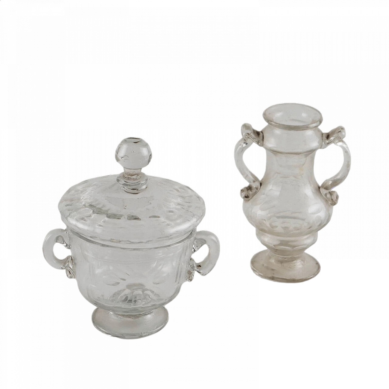 Coppa e vaso in vetro di Murano molato, '700 8