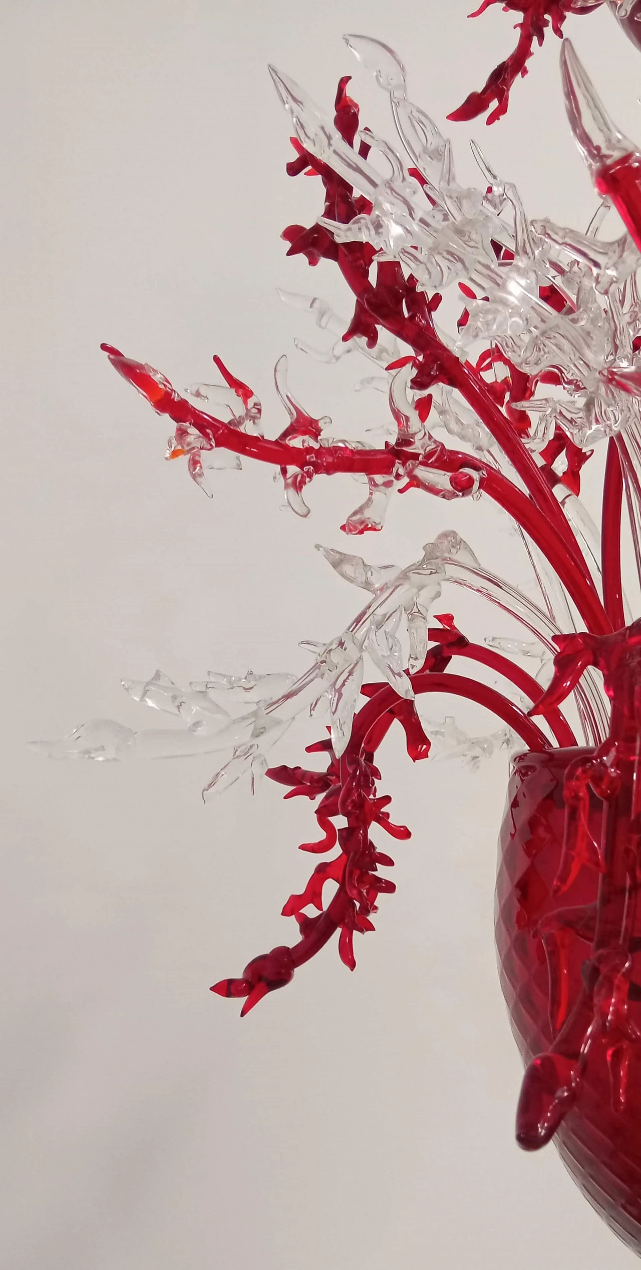 Lampadario Corallo in vetro di Murano rosso e trasparente, anni 2000 10