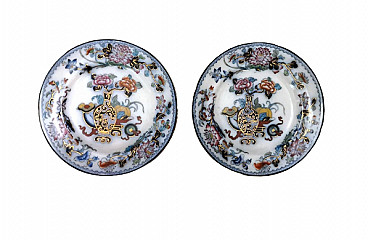 Pair of semi-porcelain Noma 4317 plates by Ridgway, mid-19th century