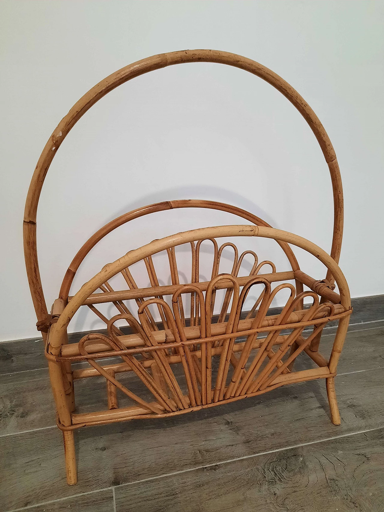 Bamboo and rattan magazine rack by Franco Albini, 1960s 1