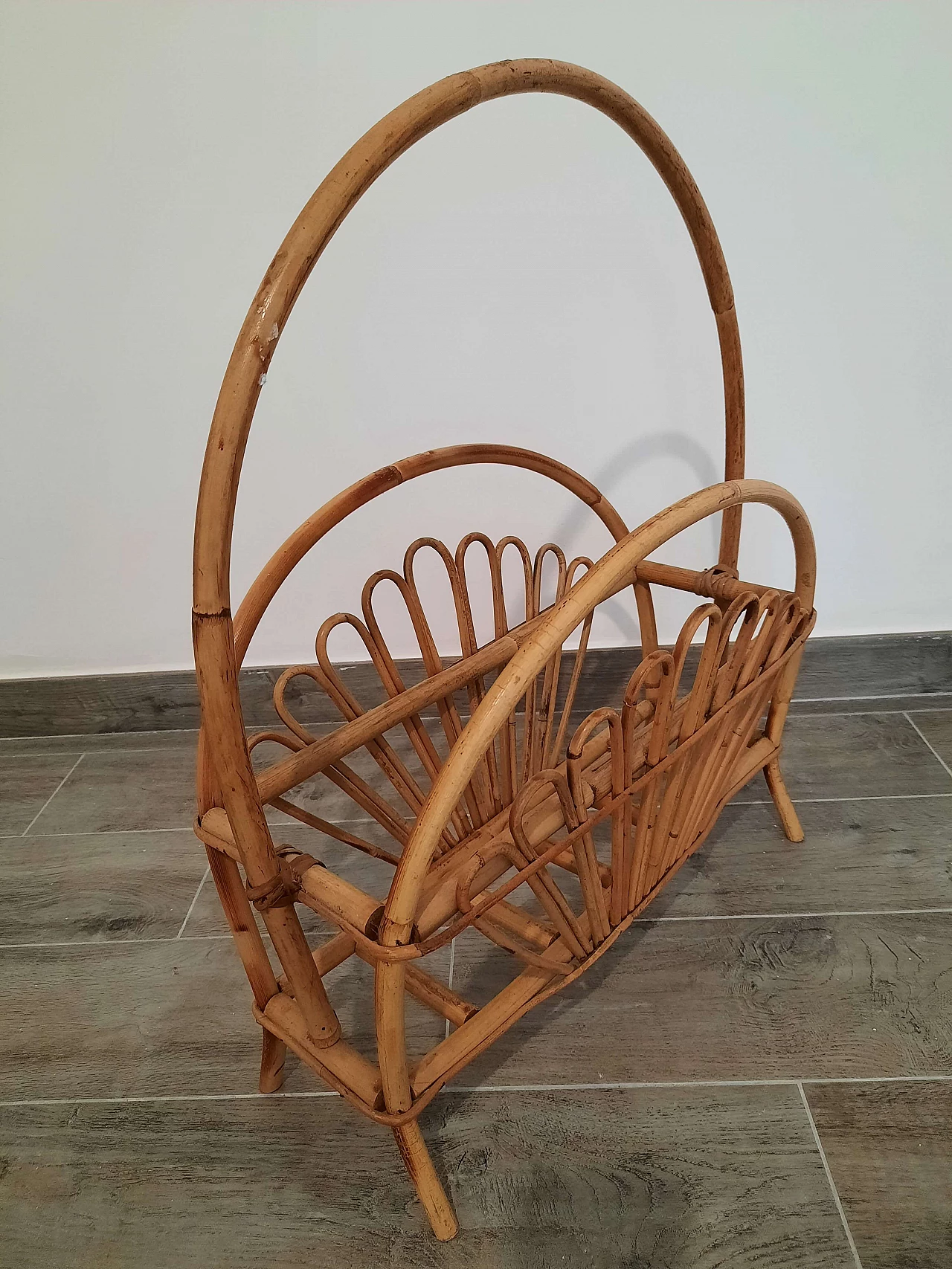 Bamboo and rattan magazine rack by Franco Albini, 1960s 2